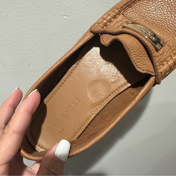 Coach Fredica Pebble Leather Loafers Cognac Size 6B - Picture 6 of 13